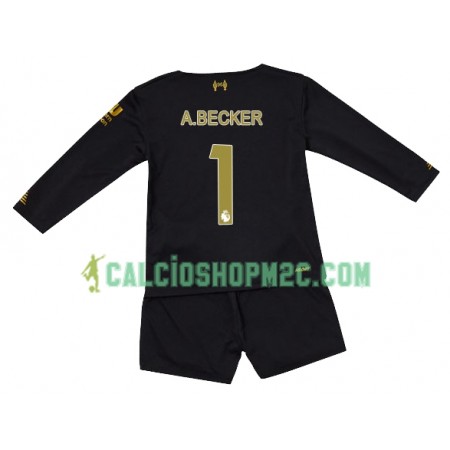 Liverpool Portiere A.BECKER 1 Bambino Maglia Prima 2019/2020 Manica Lunga (+ Pantaloncini)